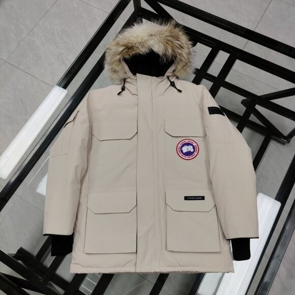 Canada Goose Cream Parka with Fur Hood - Picture 1 of 5